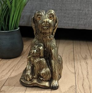 Dog and Puppy Statue | Bronze Color